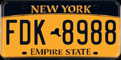 NY license plate FDK8988