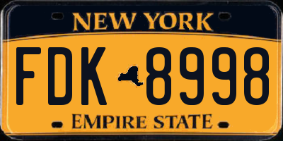 NY license plate FDK8998