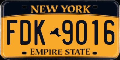 NY license plate FDK9016