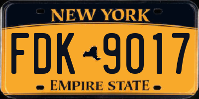 NY license plate FDK9017