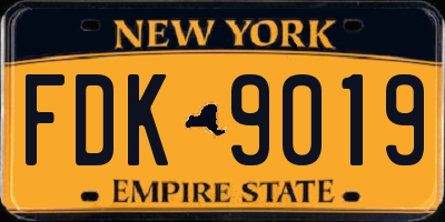 NY license plate FDK9019