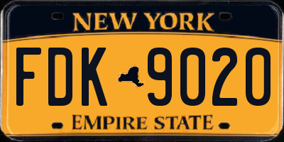 NY license plate FDK9020