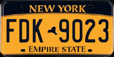 NY license plate FDK9023