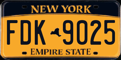 NY license plate FDK9025