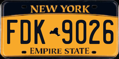 NY license plate FDK9026