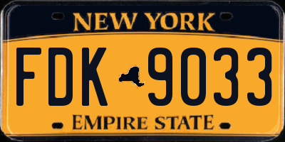 NY license plate FDK9033