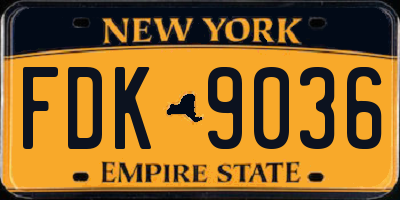 NY license plate FDK9036