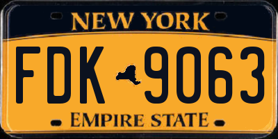 NY license plate FDK9063