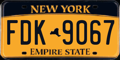 NY license plate FDK9067
