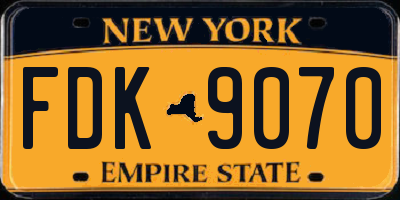 NY license plate FDK9070
