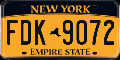NY license plate FDK9072