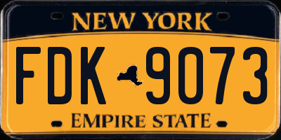 NY license plate FDK9073
