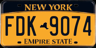 NY license plate FDK9074