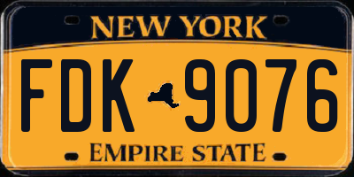 NY license plate FDK9076