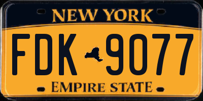 NY license plate FDK9077