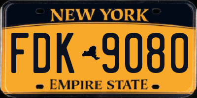 NY license plate FDK9080