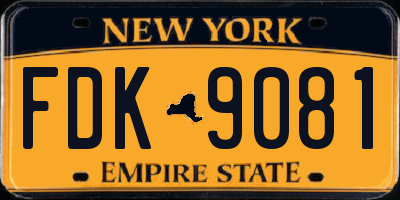 NY license plate FDK9081