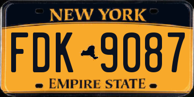 NY license plate FDK9087