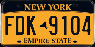 NY license plate FDK9104