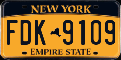 NY license plate FDK9109