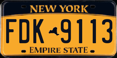 NY license plate FDK9113