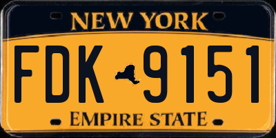 NY license plate FDK9151