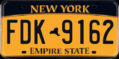 NY license plate FDK9162