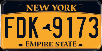 NY license plate FDK9173