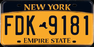 NY license plate FDK9181