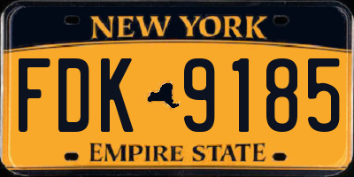 NY license plate FDK9185