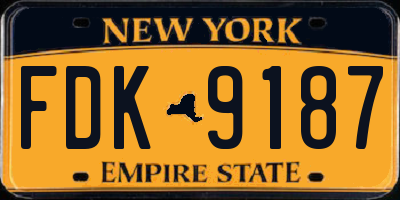 NY license plate FDK9187