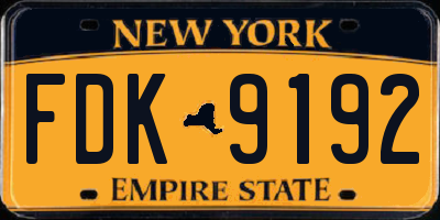 NY license plate FDK9192