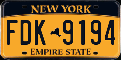 NY license plate FDK9194