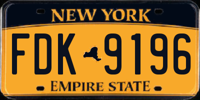 NY license plate FDK9196