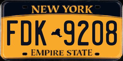 NY license plate FDK9208