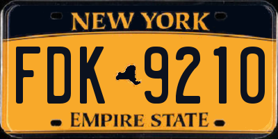 NY license plate FDK9210