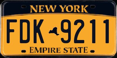 NY license plate FDK9211