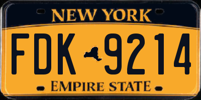 NY license plate FDK9214