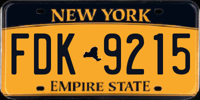 NY license plate FDK9215