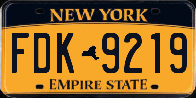 NY license plate FDK9219