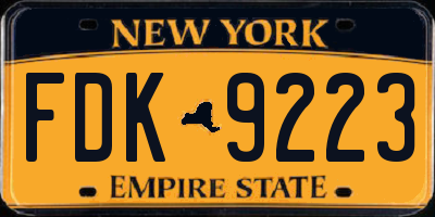 NY license plate FDK9223