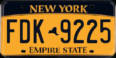 NY license plate FDK9225