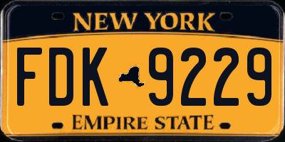 NY license plate FDK9229