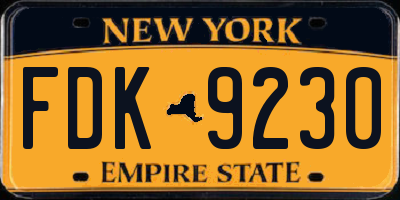 NY license plate FDK9230