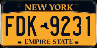 NY license plate FDK9231