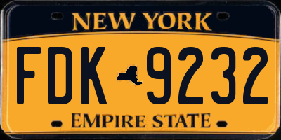 NY license plate FDK9232