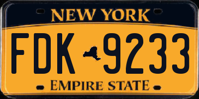 NY license plate FDK9233