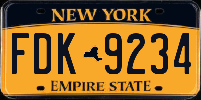 NY license plate FDK9234