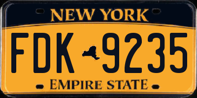 NY license plate FDK9235