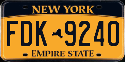NY license plate FDK9240